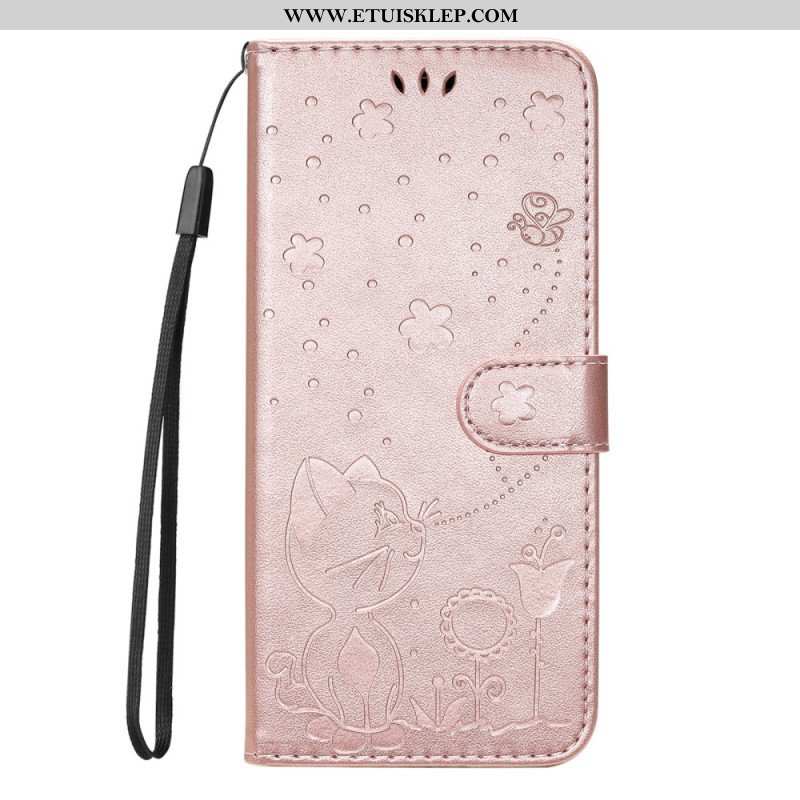 Etui Folio do Honor Magic 5 Lite z Łańcuch Kot I Pszczoła Z Smyczą